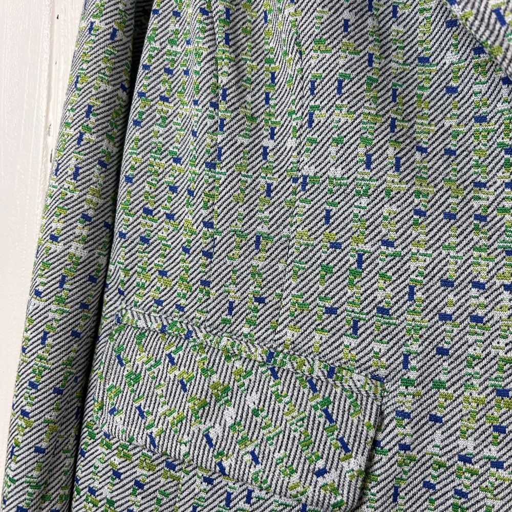 CAbi Women's Presentations Blue&Green Textured Blazer Size M 90s Bold Colors - Picture 3 of 11